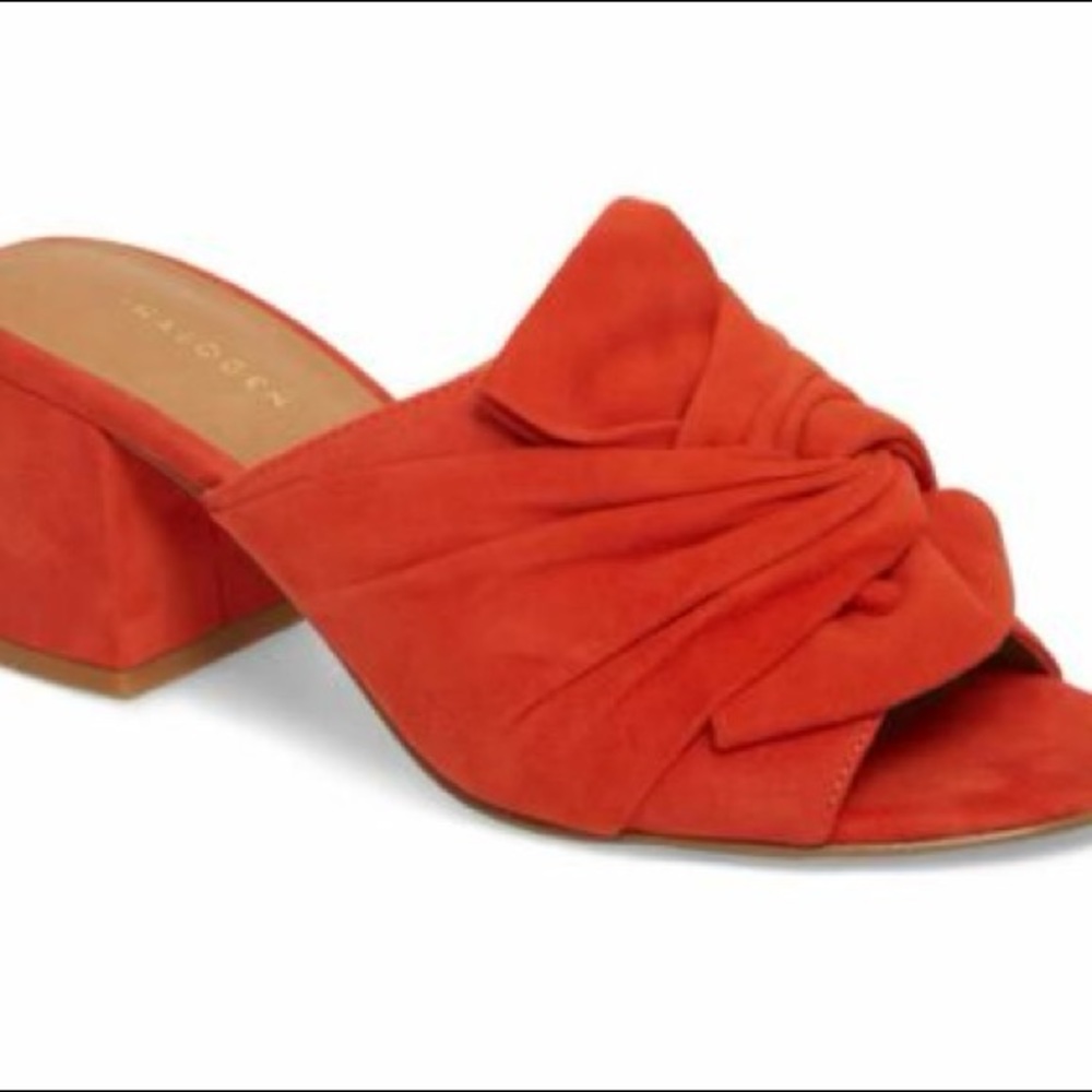 Orange Halogen Suede Farrah Knot Top Slide Mule Sandals